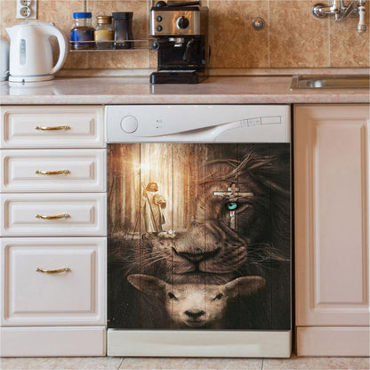 Jesus Lion & Lamb Dishwasher Cover, Jesus Dishwasher Stickers, Christian Kitchen Decor