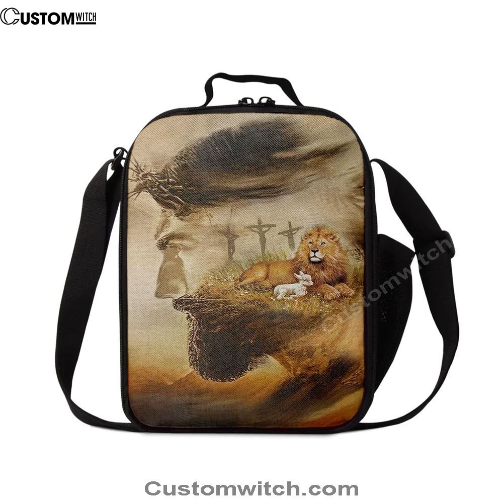 Jesus & Lion & Lamb Lunch Bag, Christian Lunch Box For School, Picnic