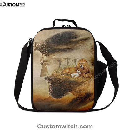 Jesus & Lion & Lamb Lunch Bag, Christian Lunch Box For School, Picnic