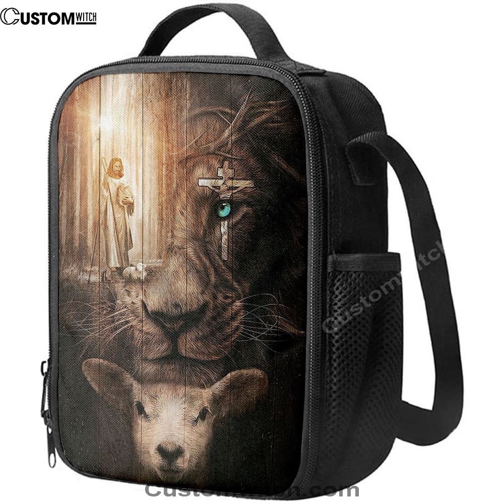 Jesus Lion & Lamb Lunch Bag, Christian Lunch Box For School, Picnic