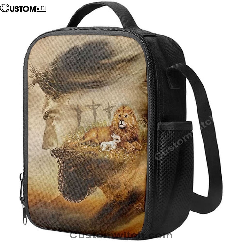 Jesus & Lion & Lamb Lunch Bag, Christian Lunch Box For School, Picnic