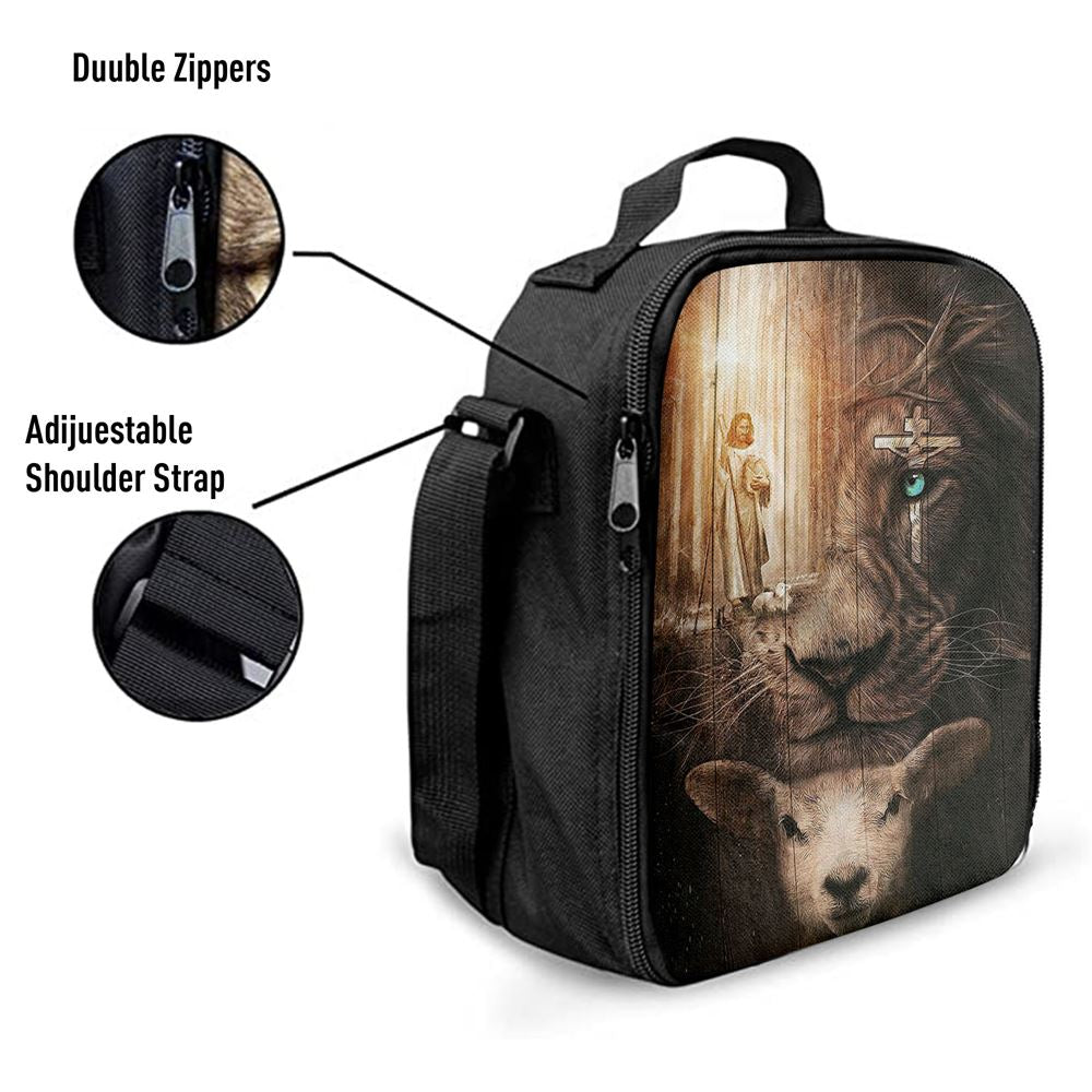 Jesus Lion & Lamb Lunch Bag, Christian Lunch Box For School, Picnic
