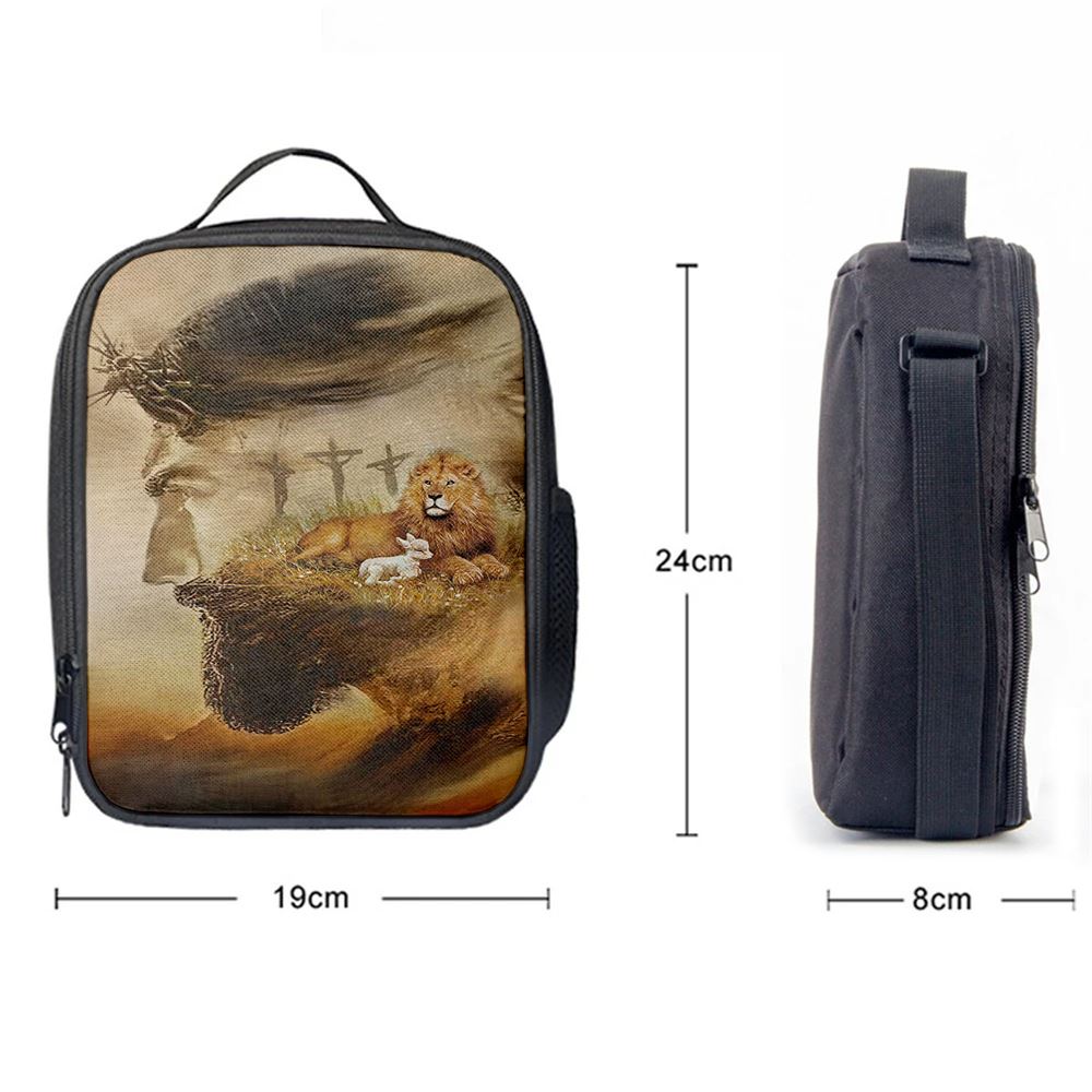 Jesus & Lion & Lamb Lunch Bag, Christian Lunch Box For School, Picnic
