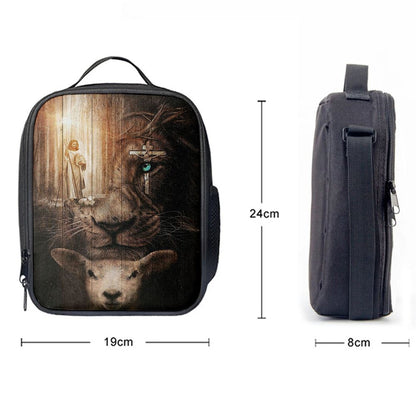 Jesus Lion & Lamb Lunch Bag, Christian Lunch Box For School, Picnic