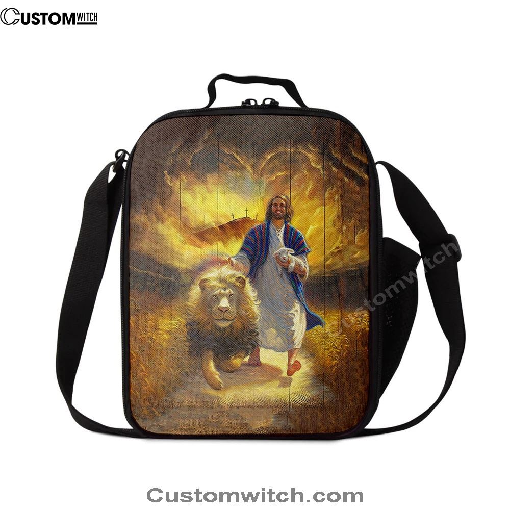 Jesus Lion & Lamb Lunch Bag, Lion Lunch Bag, Christian Lunch Box For School, Picnic