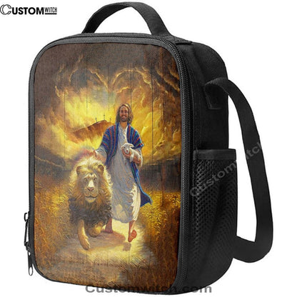 Jesus Lion & Lamb Lunch Bag, Lion Lunch Bag, Christian Lunch Box For School, Picnic