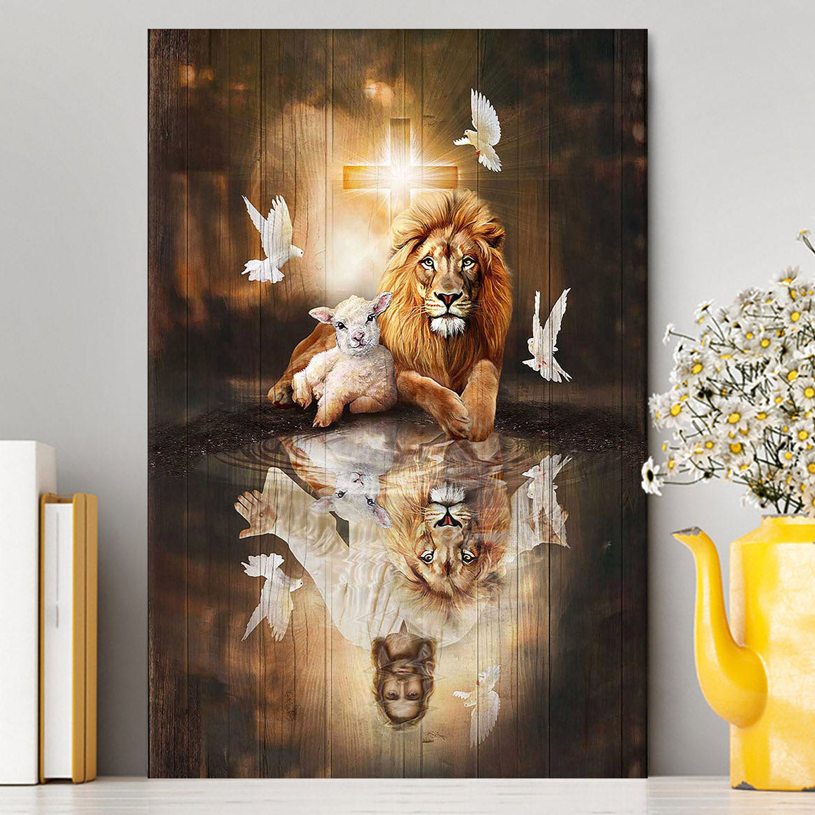 Jesus Lion Lamb Of God And Dove Canvas Art - Christian Art - Bible Verse Wall Art - Religious Home Decor