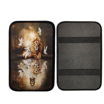 Jesus Lion Lamb Of God And Dove Car Center Console Cover, God Car Armrest Accessories