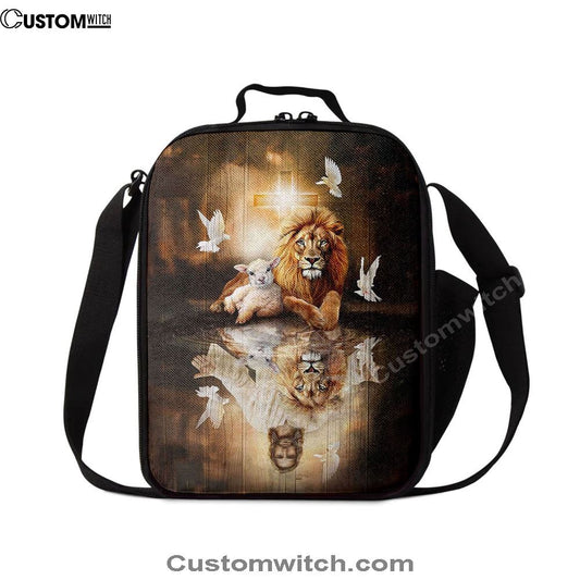 Jesus Lion Lamb Of God And Dove Lunch Bag, Christian Lunch Box For School, Picnic