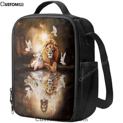 Jesus Lion Lamb Of God And Dove Lunch Bag, Christian Lunch Box For School, Picnic