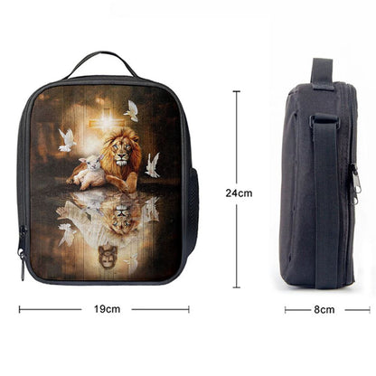 Jesus Lion Lamb Of God And Dove Lunch Bag, Christian Lunch Box For School, Picnic