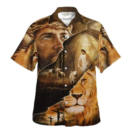 Jesus Lion Lamb Of God Christian Hawaiian Shirt For Men, Christian Hawaiian Shirt, Gift For Christian