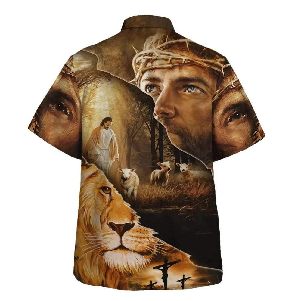 Jesus Lion Lamb Of God Christian Hawaiian Shirt For Men, Christian Hawaiian Shirt, Gift For Christian