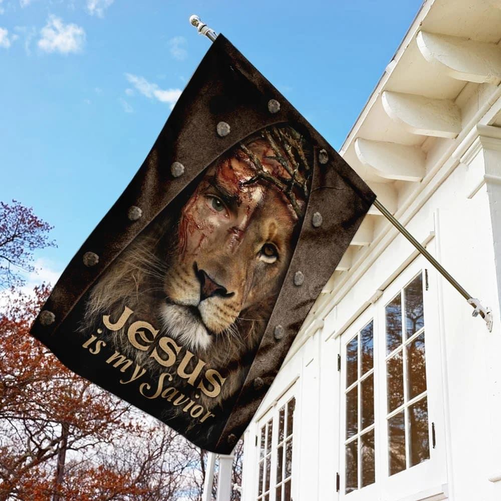 Jesus Lion My Savior House Flag, Christian Flag, Christian Flag, Scripture Flag, Garden Banner