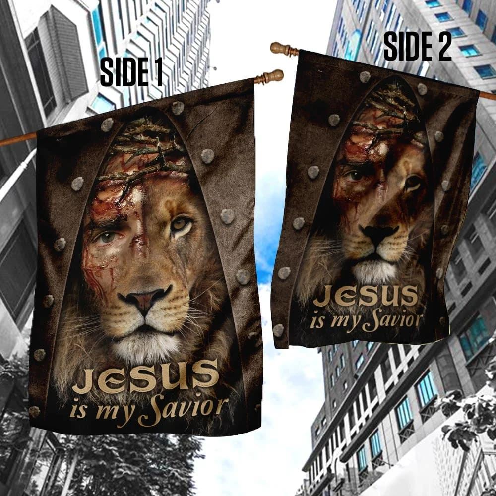Jesus Lion My Savior House Flag, Christian Flag, Christian Flag, Scripture Flag, Garden Banner