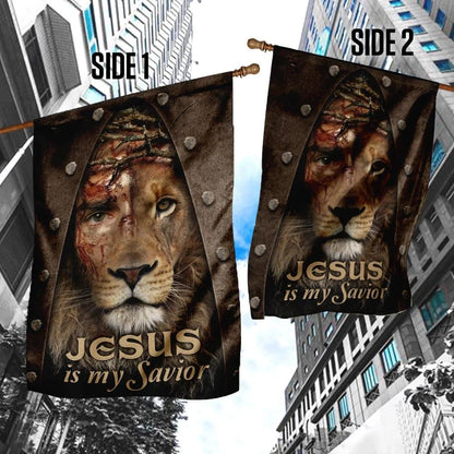 Jesus Lion My Savior House Flag, Christian Flag, Christian Flag, Scripture Flag, Garden Banner
