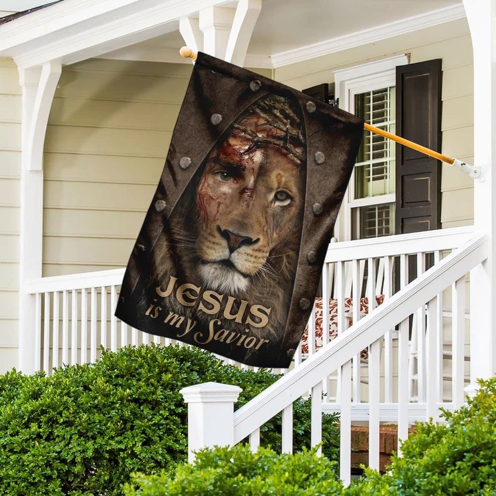 Jesus Lion My Savior House Flag, Christian Flag, Christian Flag, Scripture Flag, Garden Banner