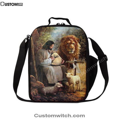 Jesus Lion Of Judah And The Lambs Lunch Bag, Christian Lunch Box For School, Picnic