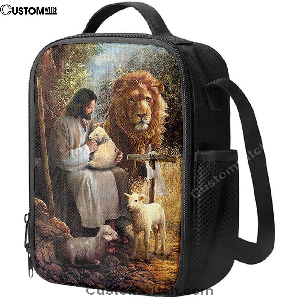 Jesus Lion Of Judah And The Lambs Lunch Bag, Christian Lunch Box For School, Picnic