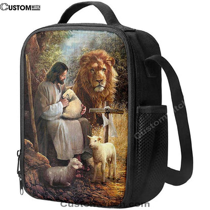 Jesus Lion Of Judah And The Lambs Lunch Bag, Christian Lunch Box For School, Picnic