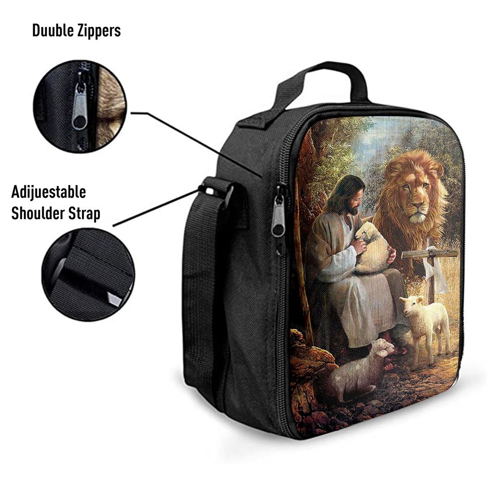 Jesus Lion Of Judah And The Lambs Lunch Bag, Christian Lunch Box For School, Picnic