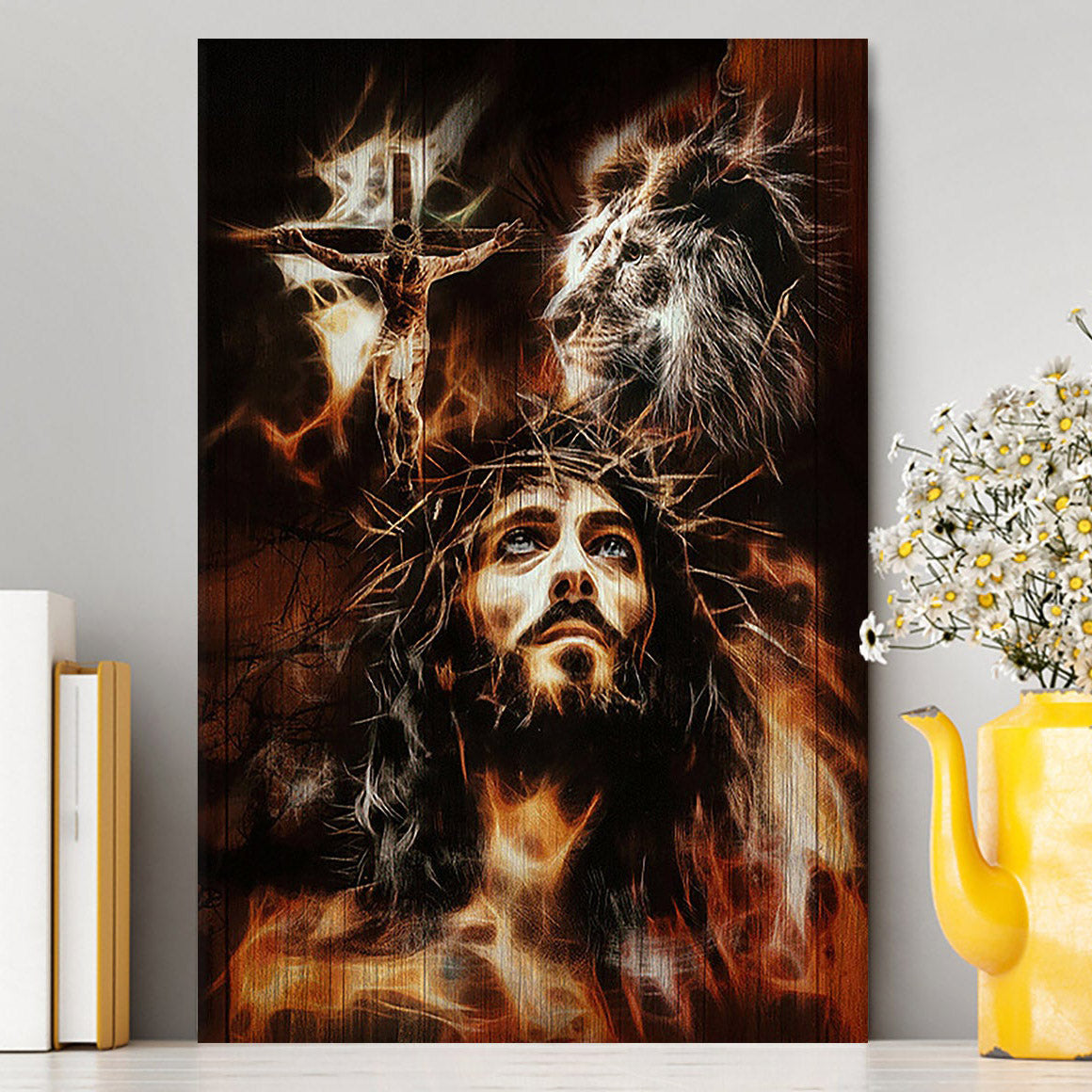 Jesus Lion Of Judah Canvas - The Sacrifice Of Jesus Christ Canvas - Christian Wall Art - Religious Home Decor