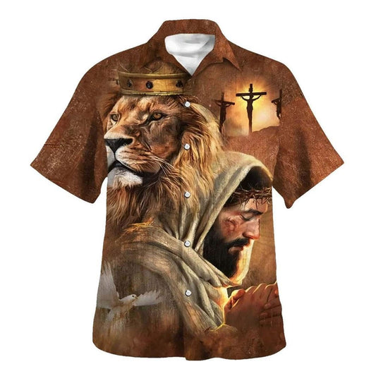 Jesus Lion Of Judah Christian Cross Hawaiian Shirt For Men, Christian Hawaiian Shirt, Gift For Christian