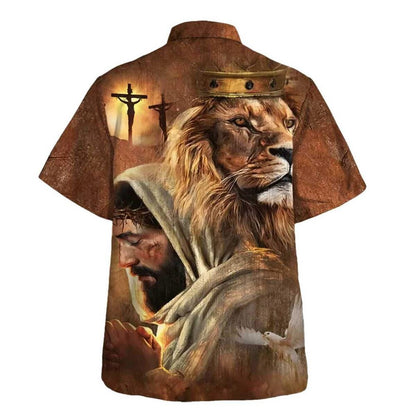 Jesus Lion Of Judah Christian Cross Hawaiian Shirt For Men, Christian Hawaiian Shirt, Gift For Christian