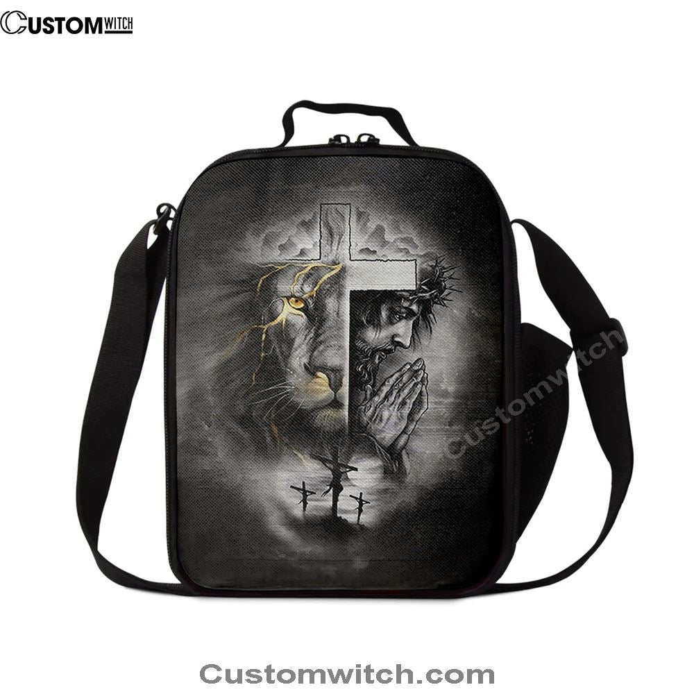 Jesus Lion Of Judah Cross Lunch Bag, Christian Lunch Box For School, Picnic