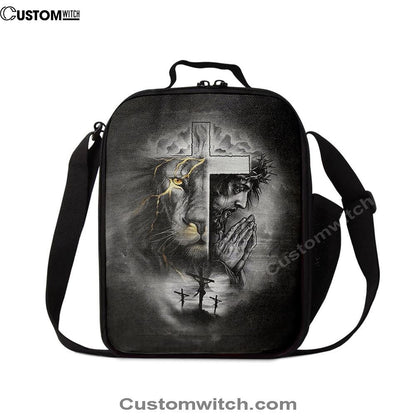 Jesus Lion Of Judah Cross Lunch Bag, Christian Lunch Box For School, Picnic