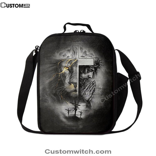 Jesus Lion Of Judah Cross Lunch Bag, Christian Lunch Box For School, Picnic