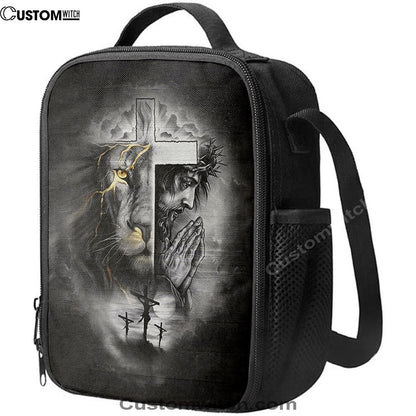 Jesus Lion Of Judah Cross Lunch Bag, Christian Lunch Box For School, Picnic