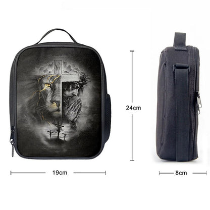 Jesus Lion Of Judah Cross Lunch Bag, Christian Lunch Box For School, Picnic