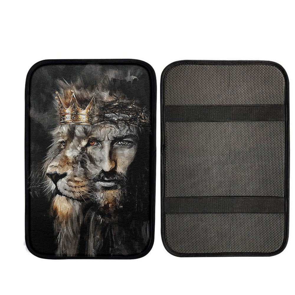 Jesus Lion Of Judah Crown Of Thorn Car Center Console Cover, God Car Armrest Accessories