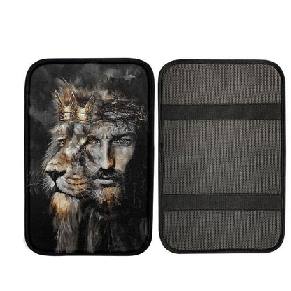 Jesus Lion Of Judah Crown Of Thorn Car Center Console Cover, God Car Armrest Accessories