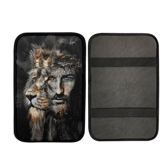Jesus Lion Of Judah Crown Of Thorn Car Center Console Cover, God Car Armrest Accessories