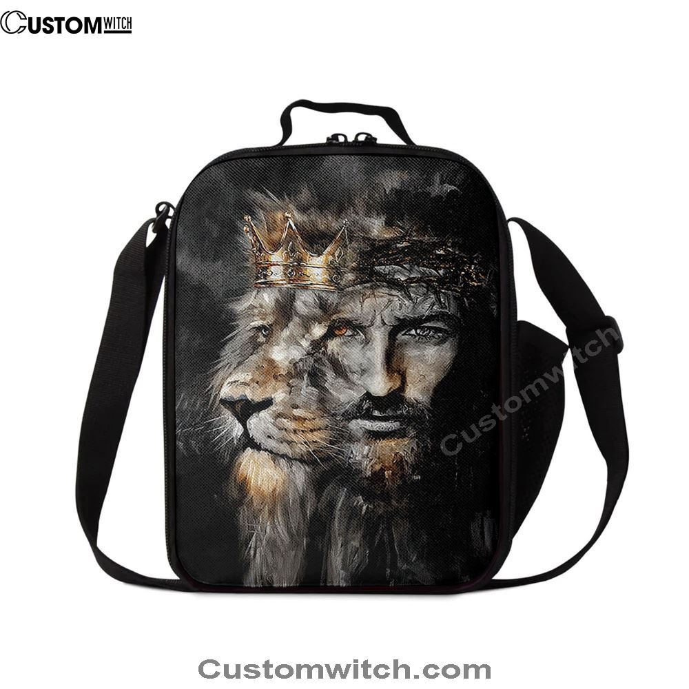 Jesus Lion Of Judah Crown Of Thorn Lunch Bag, Christian Lunch Box For School, Picnic