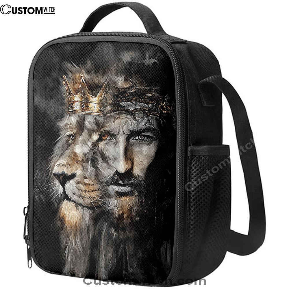 Jesus Lion Of Judah Crown Of Thorn Lunch Bag, Christian Lunch Box For School, Picnic