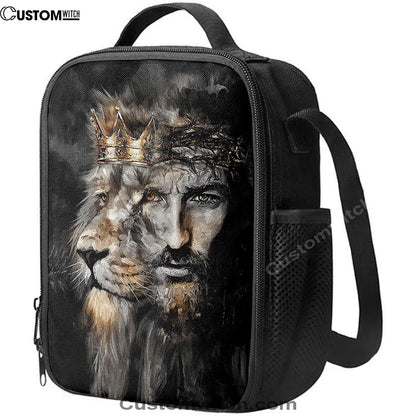 Jesus Lion Of Judah Crown Of Thorn Lunch Bag, Christian Lunch Box For School, Picnic