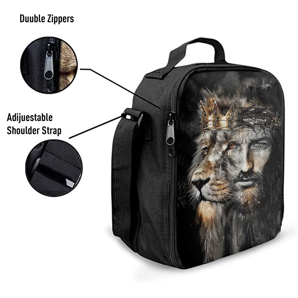 Jesus Lion Of Judah Crown Of Thorn Lunch Bag, Christian Lunch Box For School, Picnic