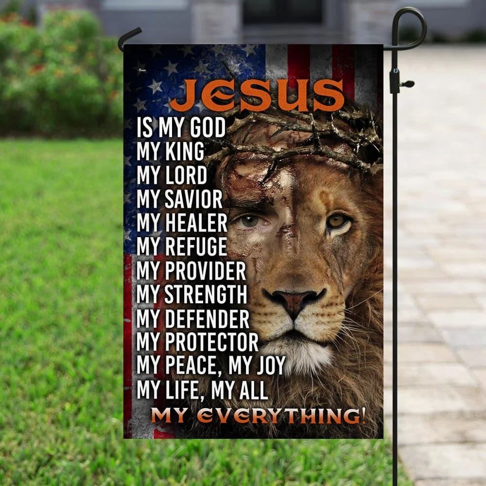 Jesus Lion Of Judah Jesus My Everything House Flags, Christian Flag, Scripture Flag, Garden Banner