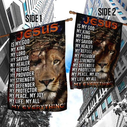 Jesus Lion Of Judah Jesus My Everything House Flags, Christian Flag, Scripture Flag, Garden Banner
