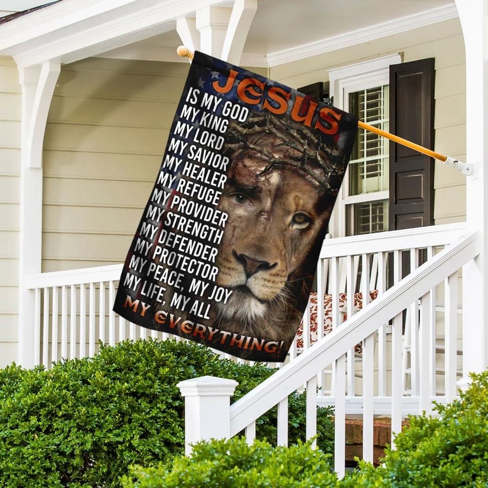 Jesus Lion Of Judah Jesus My Everything House Flags, Christian Flag, Scripture Flag, Garden Banner