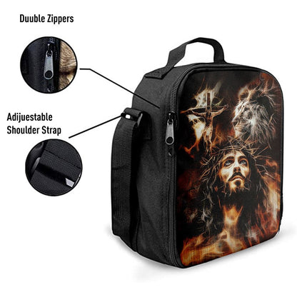 Jesus Lion Of Judah Lunch Bag - The Sacrifice Of Jesus Christ Lunch Bag, Christian Lunch Box For School, Picnic