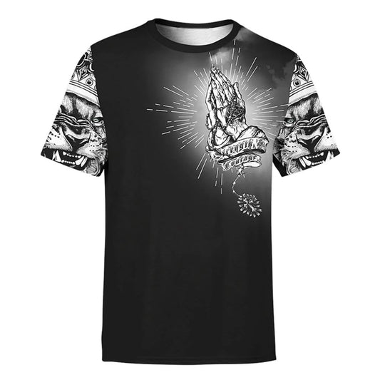 Jesus Lion Tattoo Faith Over Fear Unisex All Over Print 3D T Shirt For Men And Women, Christian T-Shirt, Faith Shirt