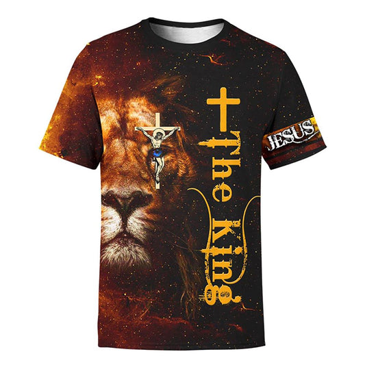 Jesus Lion The King Fire All Over Print 3D T Shirt For Men And Women, Christian T-Shirt, Faith Shirt