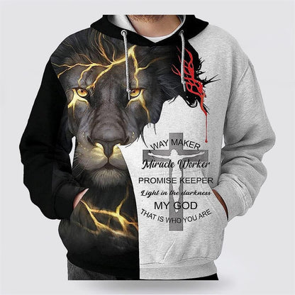 Jesus Lion Way Maker Miracle Worker 3D Hoodies For Women Men, God 3D Printed Hoodie, Christian Apparel Hoodies