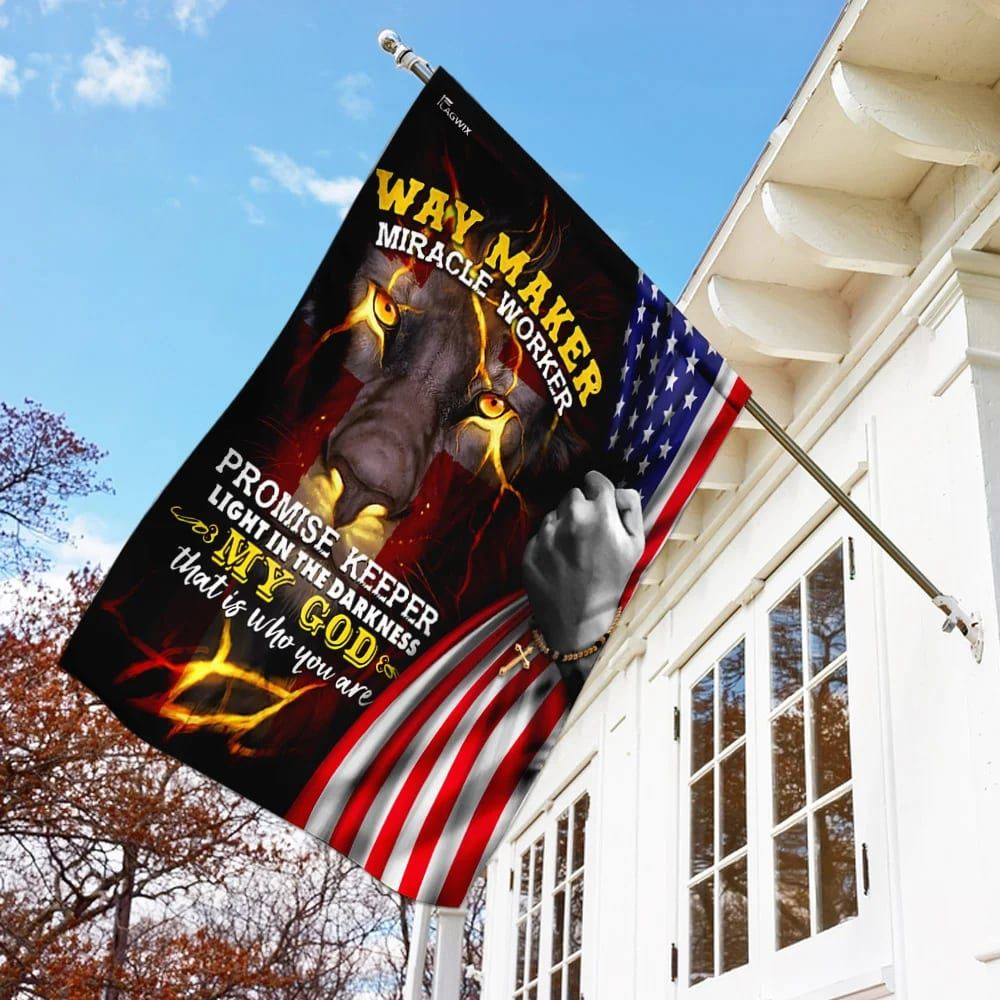 Jesus Lion Way Maker Miracle Worker House Flag, Christian Flag, Christian Flag, Scripture Flag, Garden Banner