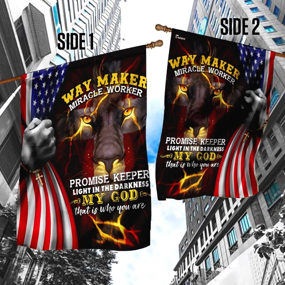 Jesus Lion Way Maker Miracle Worker House Flag, Christian Flag, Christian Flag, Scripture Flag, Garden Banner