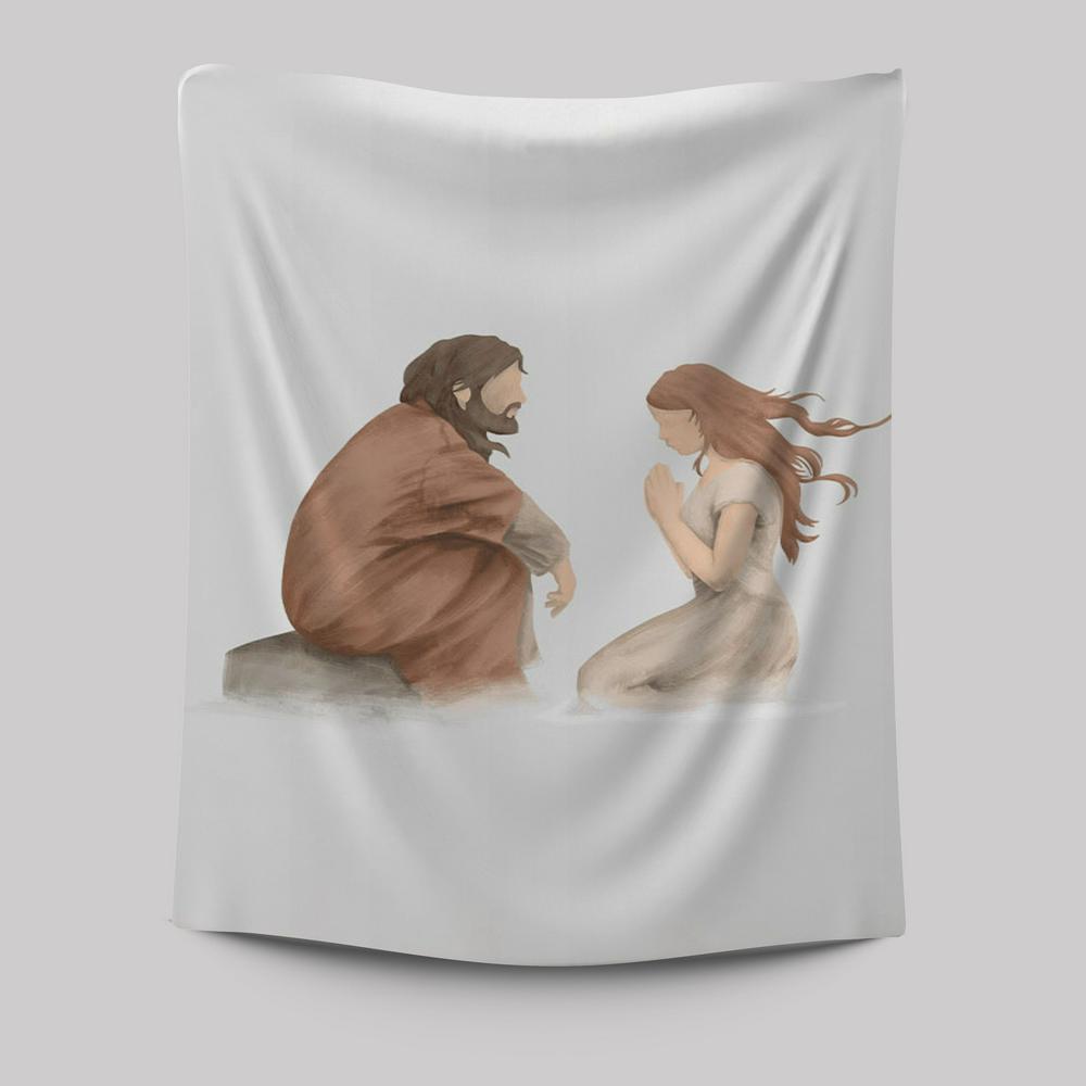 Jesus Listened To Women Tapestry Pictures - Christian Wall Art - Jesus Tapestry Art